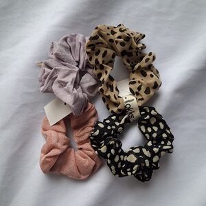 Stylish Scrunchie Set - Black, Pink, Purple, Tan Hair Tie